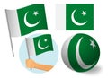 Pakistan flag icon set Royalty Free Stock Photo