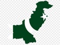 Pakistan flag on map on transparent background. vector illustration Royalty Free Stock Photo