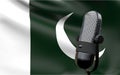 Pakistan flag with microphone 3d rendering image