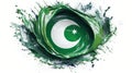 Pakistan flag viscous paint swirl on white background generative AI