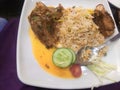 Pakistan food mutton rice plate cooked