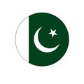 Pakistan Green Crescent Moon Flag push button circle. Royalty Free Stock Photo