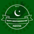 Pakistan Independence Day label on green background.