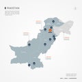 Pakistan infographic map vector illustration.