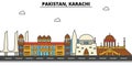 Pakistan, Karachi. City skyline architecture . Editable