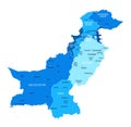 Pakistan map. Cities, regions. Vector Royalty Free Stock Photo