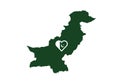 Pakistan outline map country shape national borders state symbol heart love