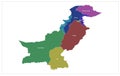 Pakistan Province Map vector illustration with name Royalty Free Stock Photo