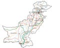 Pakistan road and highway map. Royalty Free Stock Photo