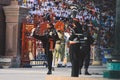 Pakistan Soldiers in Bright Military Uniform on the Wagah Attari Border Show