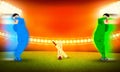 Pakistan Vs India Cricket Match Concept Abstract Background with Illustration and Stadium. Royalty Free Stock Photo