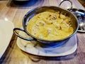 Pakistani chicken white karahi in sauce pan