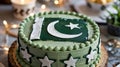 Pakistani Flag Cake with Crescent Moon and Star Design Royalty Free Stock Photo