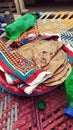 Pakistani traditional chapati placed on charpoy/charpai