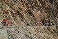 Pakistani trucks travelling along the Karakoram highway. Pakistan. Royalty Free Stock Photo