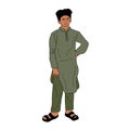 Pakistani young man wearing the shalwar kameez, boy in traditional muslim cloth in free pose Royalty Free Stock Photo