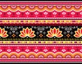 Pakistani or Indian truck art seamless vector pattern with lotus flowers, cool decorative floral design Royalty Free Stock Photo