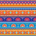 Pakistani or Indian truck art vector seamless unique pattern with lotus flowers textile or fabric print design Royalty Free Stock Photo