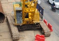 Self-propelled crane on construction site