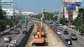 Aerial view of heavy-duty vehicles Royalty Free Stock Photo