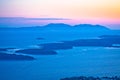 Pakleni Otoci archipelago and Vis island sunset view Royalty Free Stock Photo