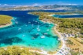 Pakleni otoci Marinkovac island turquoise bay yachting destination aerial view