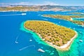 Pakleni otoci sailing destination archipelago aerial view, Hvar island