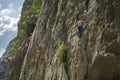 Climbers are climbing a rocky mountain in Paklenica, Croatia Royalty Free Stock Photo