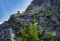 Climbers are climbing a rocky mountain in Paklenica, Croatia Royalty Free Stock Photo