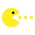 Pakman icon. Arcade game Pac-Man. Eats points in maze. Vector on white background