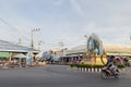 Paknampran, Thailand - July 27, 2020 : The Paknampran roundabout showing the big image of Thai rama 10 king who is the present Royalty Free Stock Photo