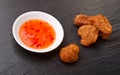 Pakora n chili sauce Royalty Free Stock Photo
