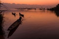 Pakpra with beautiful morning light and sky , the landmark of square fishing dip nets. Royalty Free Stock Photo