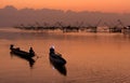 Pakpra with beautiful morning light and sky , the landmark of square fishing dip nets. Royalty Free Stock Photo