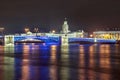 Palace Bridge and Kunstkamera during New Year and Christmas holidays, Saint Petersburg, Russia