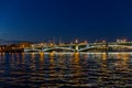 Palace Bridge over Neva River with night illumination. Saint-Petersburg. Russia Royalty Free Stock Photo