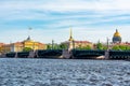 Palace bridge with St. Isaac`s Cathedral and Admiralty building, Saint Petersburg, Russia