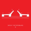 Palace Bridge - symbol of Saint Petersburg, Russia. Simple line drawn. Vector illustration.