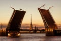 Palace Bridge at White Nights, St. Petersburg, Russia Royalty Free Stock Photo