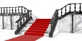 Palace, Castle, Theater Hall Interior Marble Stairs with Pillar, Columns and Red Carpet. 3d Rendering Royalty Free Stock Photo