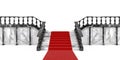 Palace, Castle, Theater Hall Interior Marble Stairs with Pillar, Columns and Red Carpet. 3d Rendering Royalty Free Stock Photo