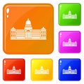 Palace of Congress , Argentina icons set vector color