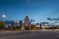 Palace of Culture by night, Warsaw, Poland Royalty Free Stock Photo