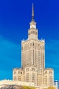 Palace of Culture and Science in Warsaw city downtown, Poland. Royalty Free Stock Photo