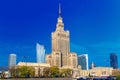 Palace of Culture and Science in Warsaw city downtown, Poland. Royalty Free Stock Photo