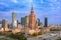 Palace of Culture and Science in Warsaw city downtown, Poland. Royalty Free Stock Photo