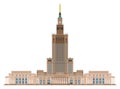 Palace of Culture and Science Warsaw, Poland. Isolated on white background vector illustration Royalty Free Stock Photo