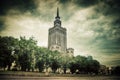 The Palace of Culture and Science, Warsaw, Poland. Retro, vintage Royalty Free Stock Photo