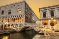 Palace of the Doges and the palazzo delle Prigioni and straw bridge at sunrise. A favorite place for walking tourists Royalty Free Stock Photo