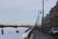 Palace Embankment or Palace Quay, street along Neva River in Central Saint Petersburg